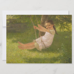 Carte Fille souriante sur une aile (Enfance Vintage)