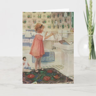 Carte Fille vintage, Lave-linge Linge