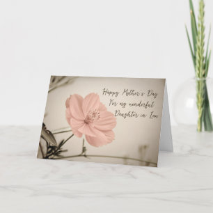 Carte Fille Vintage rose en droit Fête des Mères