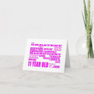 Carte Filles 11e anniversaire : Rose Plus Grand 11 Ans