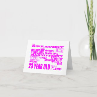 Carte Filles 23e anniversaire rose plus grand vingt-troi
