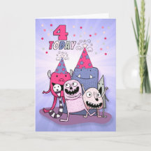 Filles 4e anniversaire rose n mauve monstres de de