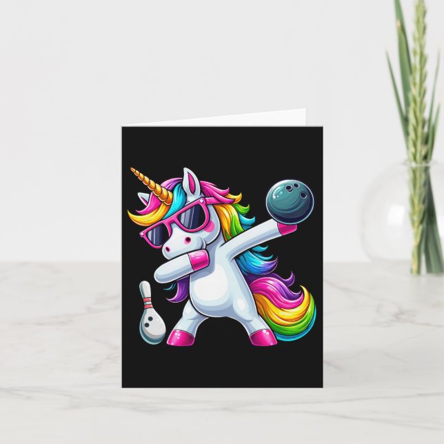 Carte Filles Anniversaire Dabbing Bowling Unicorn Dab G (Devant)
