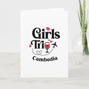 Carte Filles au vin mignon voyage Cambodge vacances