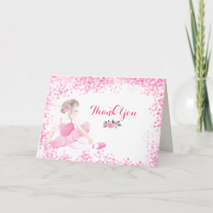 Carte Filles Ballerina rose Merci étincelant