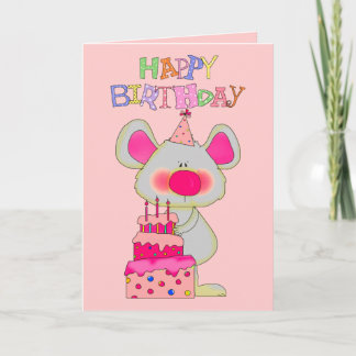 Carte Filles des enfants Joyeux gâteau de souris d