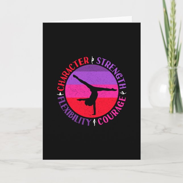 Carte Filles Gymnastique Caractère Force Courage (Devant)