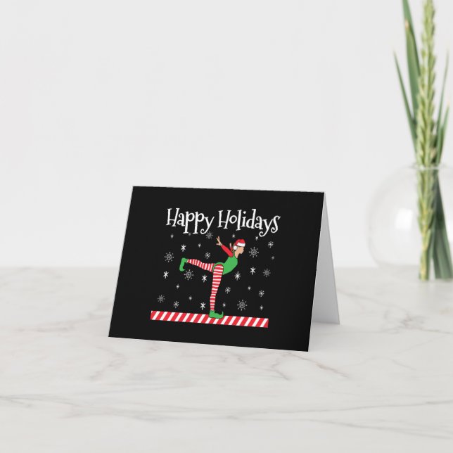 Carte Filles Gymnastique Elfe de Noël (Devant)