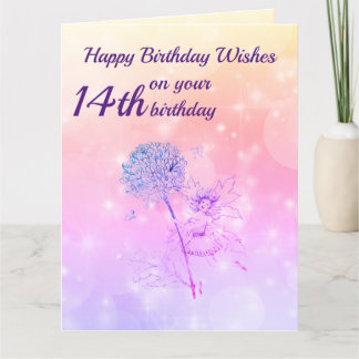 Carte Filles heureux 14e anniversaire Salutation