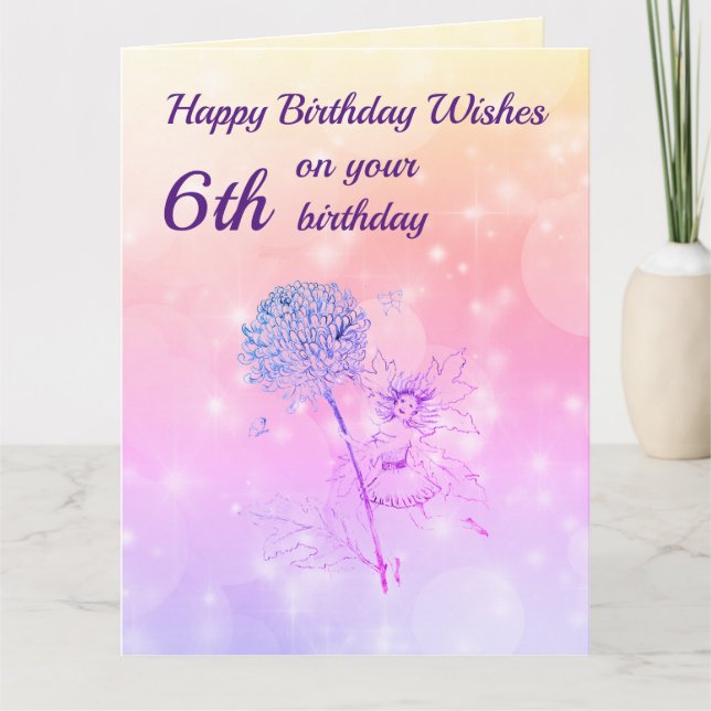 Carte Filles heureux 6e anniversaire Salutation (Devant)