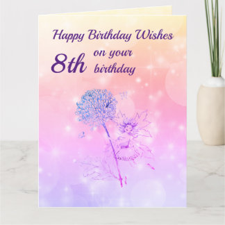 Carte Filles heureux 8e anniversaire Salutation
