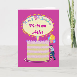 Carte Filles mignonnes 7e anniversaire - Personnalisez-l