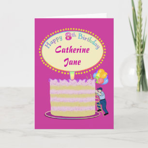 Carte Filles mignonnes 8e anniversaire Personnalisé