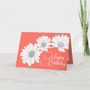 Carte Filles modernes marguerites Fleurs florales Corail