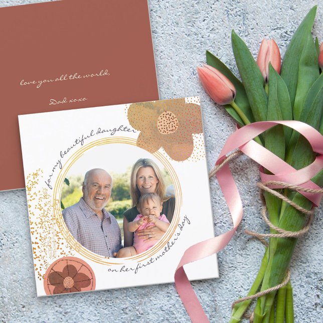 Carte Filles Première Fête des mères Photo Fleur moderne (Créateur téléchargé)