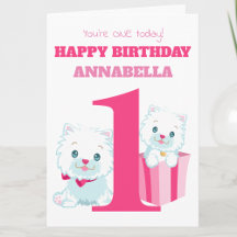 Filles roses mignonnes Premier anniversaire
