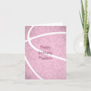 Carte filles sport basket-ball dusté rose heureux annive
