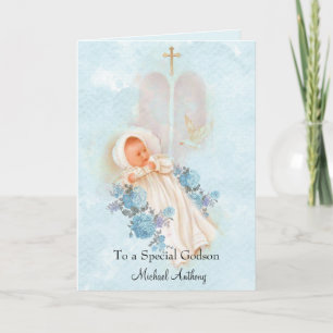 Carte Filleul baptismal de baptême de bébé