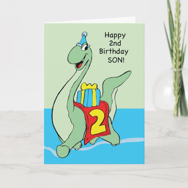 Carte Fils, 2e anniversaire Dinosaur (Devant)