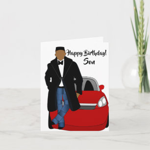 Carte Fils Africain Américain Manteau Noir Anniversaire