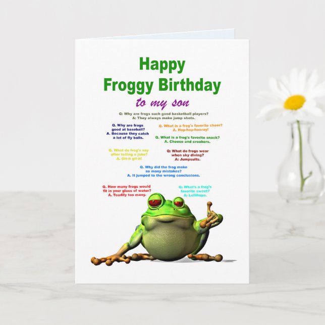 Carte Fils, Anniversaire, Blagues de grenouille (Petite plante)