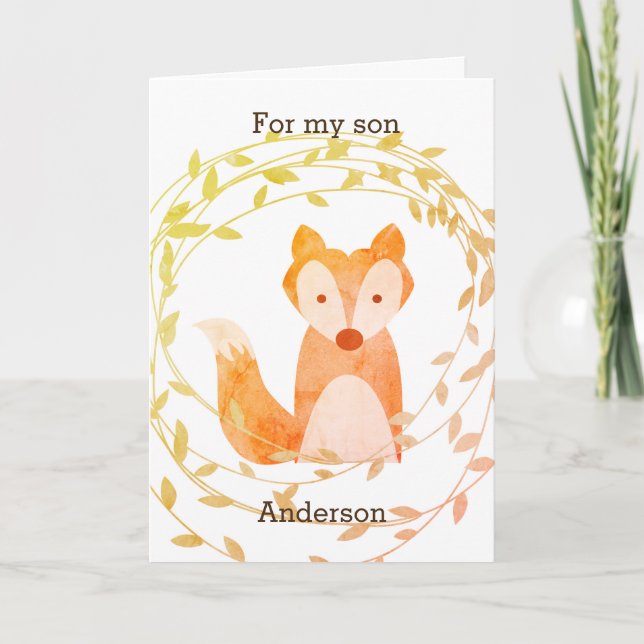 Carte Fils d'anniversaire d'automne de Fox de région (Devant)