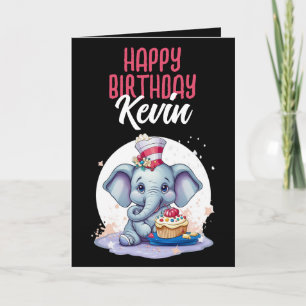 Carte Fils Eléphant Noir et Blanc mignon Anniversaire