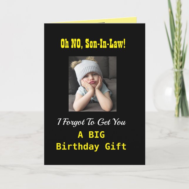 Carte Fils en droit Anniversaire drôle Grumpy Girl Noir  (Devant)