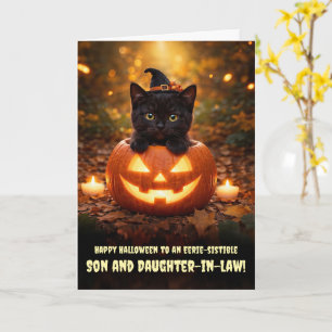 Carte Fils et belle-fille femme Halloween mignon 