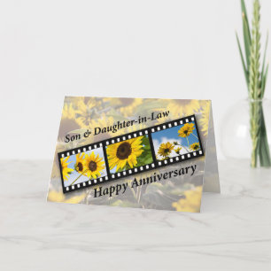 Carte Fils et belle-fille, tournesol d'anniversaire