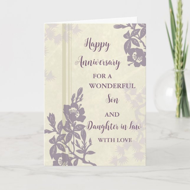 Carte Fils et fille florales en droit Anniversaire Maria (Devant)