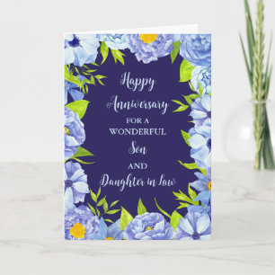 Carte Fils et fille florales en droit Anniversaire Maria