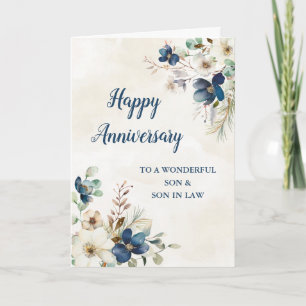 Carte Fils et Fils Bleus en Droit Anniversaire Mariage