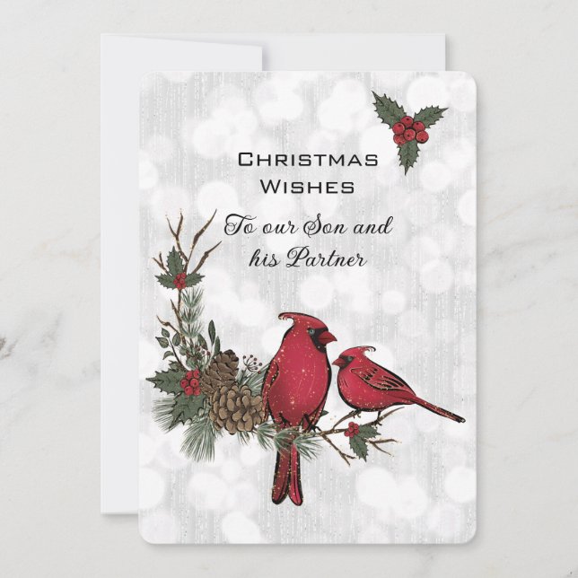 Carte Fils et partenaire Cardinal Rouge Noël (Devant)