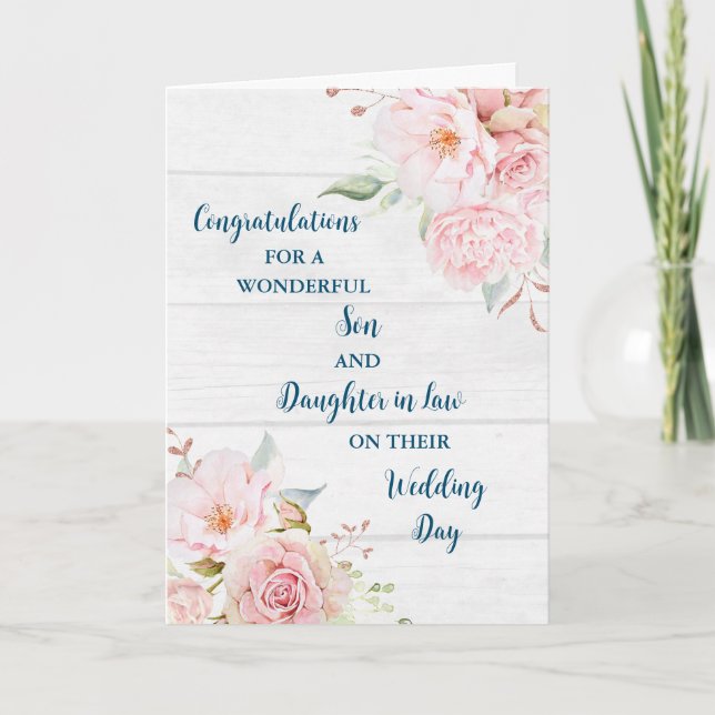 Carte Fils & Fille en droit Jour de mariage Félicitation (Devant)