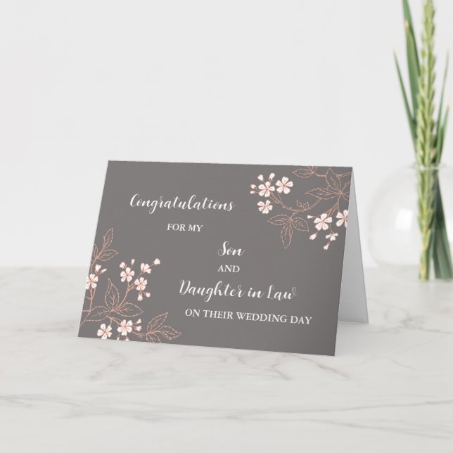 Carte Fils & Fille en droit Jour de mariage Félicitation (Devant)