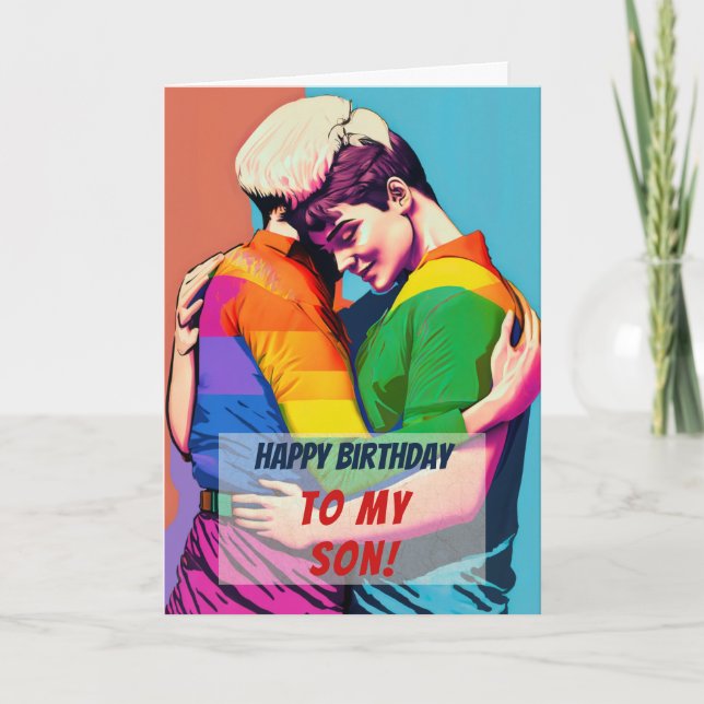 Carte Fils Gay de Maman Anniversaire (Devant)