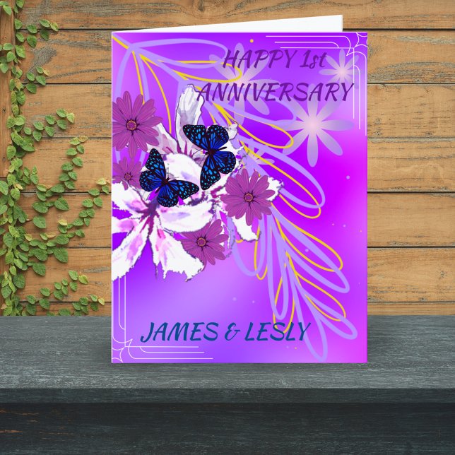 Carte Fils pourpres du 1er anniversaire du Mariage (Créateur téléchargé)