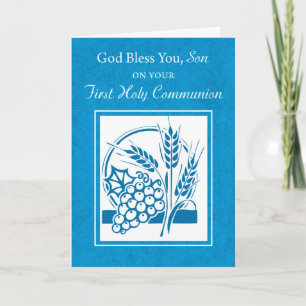 Carte Fils, Première Communion, Blé, Raisins Bleu