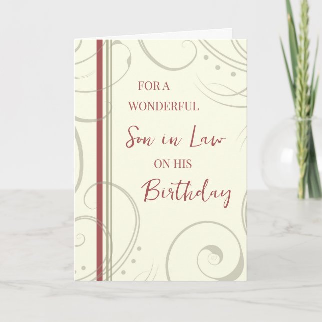 Carte Fils rouge et beige en droit Anniversaire (Devant)