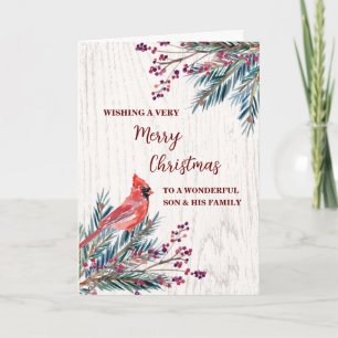 Carte Fils rustique et famille Joyeux Noël