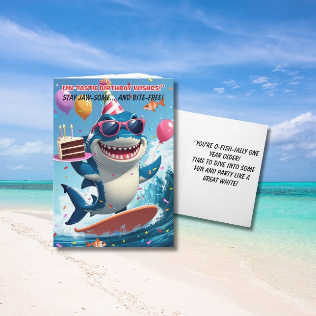 Carte FIN Tastic Funny Shark Birthday #2 (Créateur téléchargé)