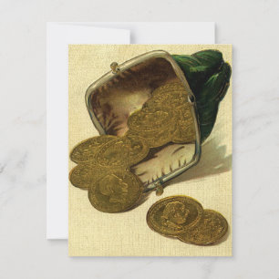 Carte Finance d'entreprise vintage, monnaie de pièce d'o