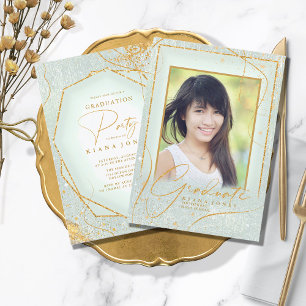 Carte Fine Lines Gold Abstrait Graduation Sage ID907