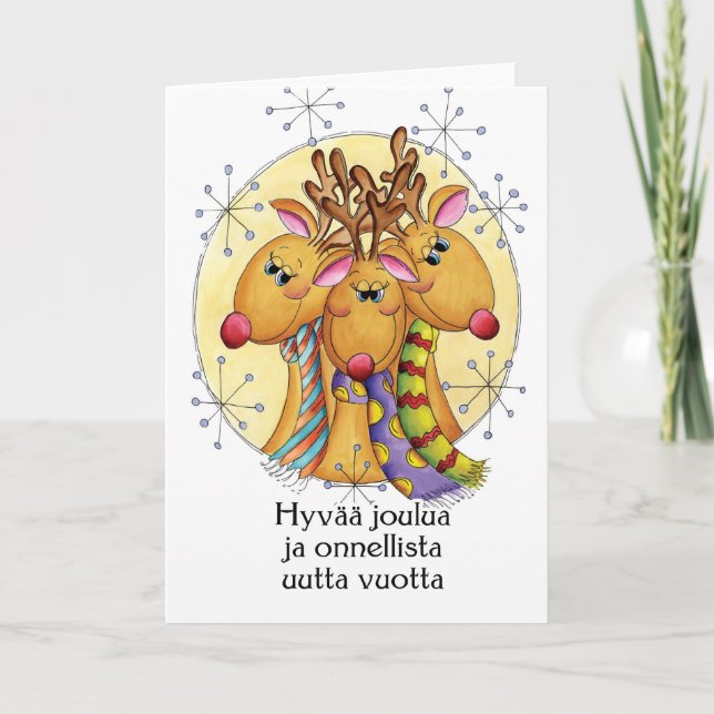 Carte finlandaise de Christmas - Reindeer - Hyvää  (Devant)