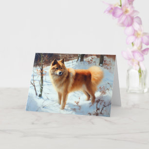 Carte Finnish Spitz Qu'il neige Noël