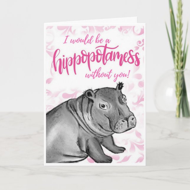 Carte Fiona que les Valentines d'hippopotame cardent (Devant)