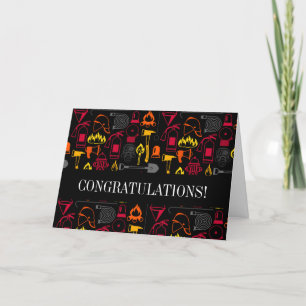 Carte Fire Fighter Icons Pattern Black