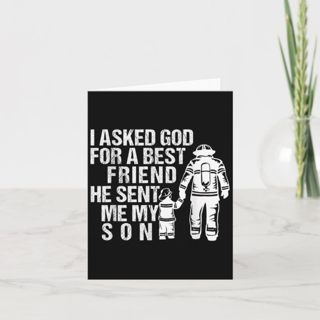 Carte Firefighter Dad Son Quote New Daddy Fireman Dad Fa (Devant)
