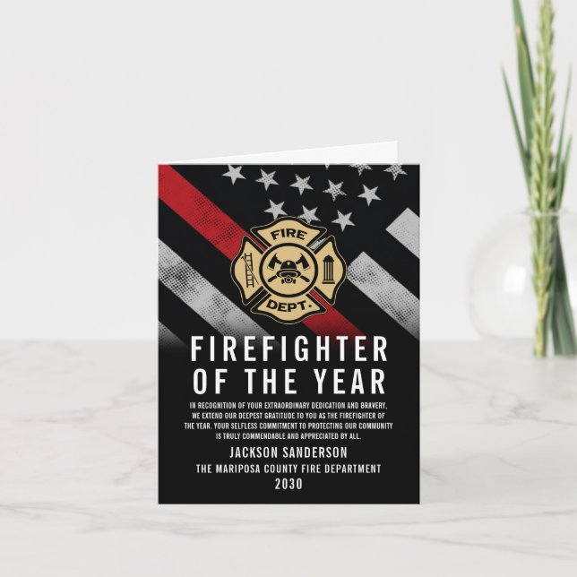 Carte Firefighter of the Year Employee Recognition Logo (Devant)